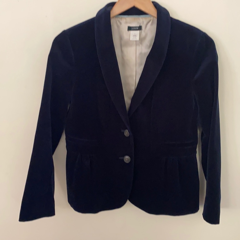 J. Crew Velvet Blazer Sapphire Blue Size 6